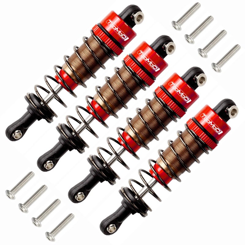 TOOMOD 1/10 70mm RC Oil filled Shock Absorbers kit for Tamiya CC01 WR-02 Axial SCX10 D90 HPI HSP 1/10 Crawler Car Buggy Car Upgrades Replace Parts (Red) - Image 1